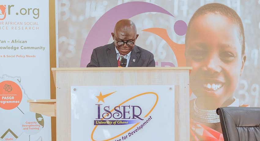 Pro VC for Research, Innovation and Development, University of Ghana, Prof. Felix Ankomah Asante, delivers welcome remarks, reaffirming the University of Ghana's commitment to impactful research and partnerships.