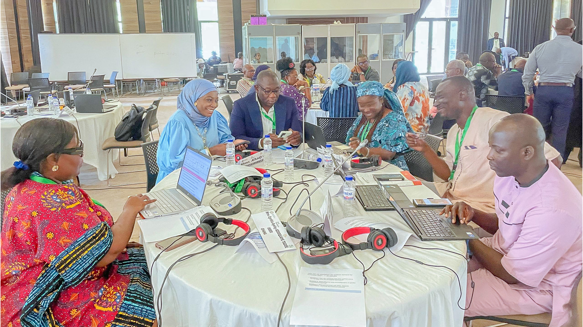Dr Cynthia Addoquaye Tagoe engages with fellow participants during a group session at the regional validation workshop.